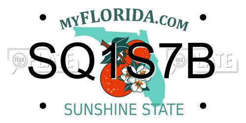 SQ1S7B Florida License Plate