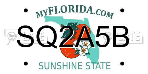 SQ2A5B Florida License Plate