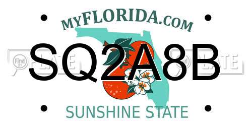 SQ2A8B Florida License Plate
