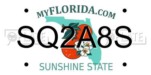 SQ2A8S Florida License Plate