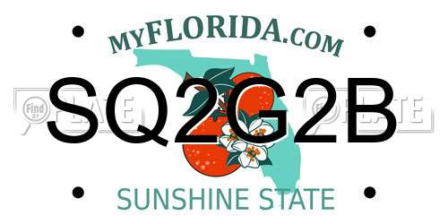 SQ2G2B Florida License Plate