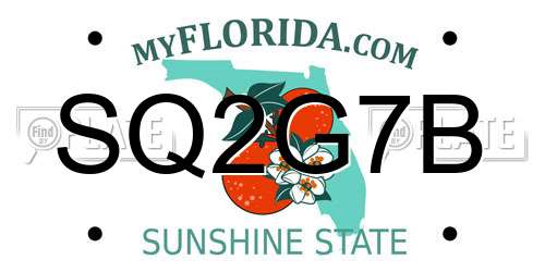 SQ2G7B Florida License Plate