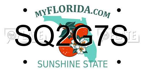 SQ2G7S Florida License Plate
