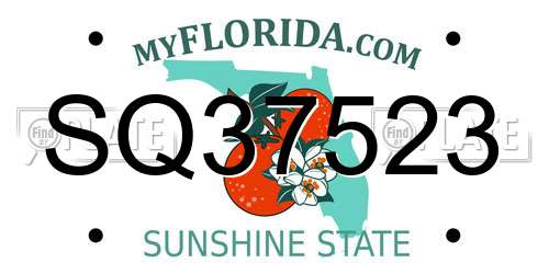 SQ37523 Florida License Plate
