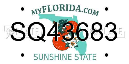 SQ43683 Florida License Plate
