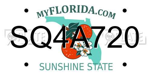 SQ4A720 Florida License Plate