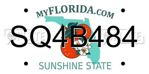 SQ4B484 Florida License Plate
