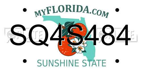 SQ4S484 Florida License Plate
