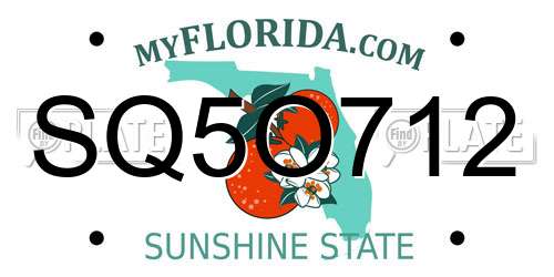 SQ5O712 Florida License Plate