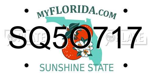 SQ5O717 Florida License Plate