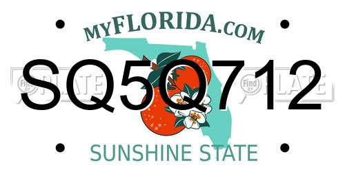 SQ5Q712 Florida License Plate
