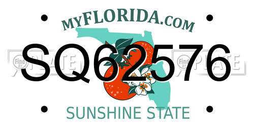 SQ62576 Florida License Plate