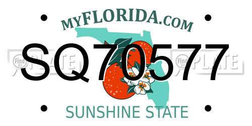 SQ70577 Florida License Plate
