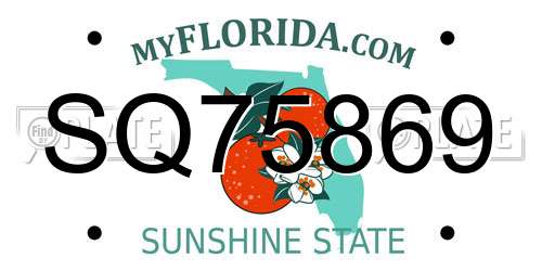 SQ75869 Florida License Plate