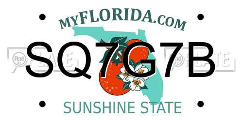 SQ7G7B Florida License Plate