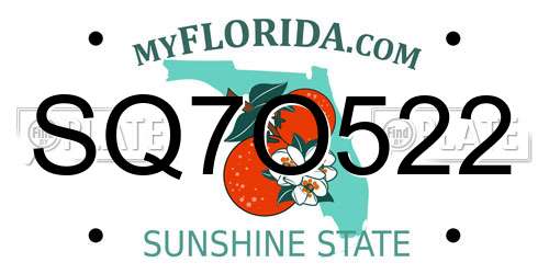 SQ7O522 Florida License Plate