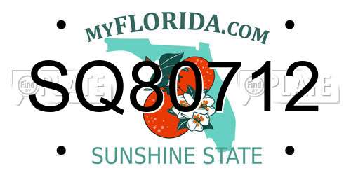 SQ80712 Florida License Plate