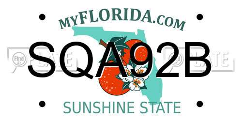 SQA92B Florida License Plate