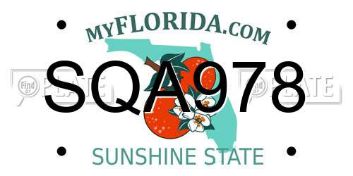 SQA978 Florida License Plate