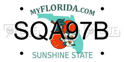 SQA97B Florida License Plate