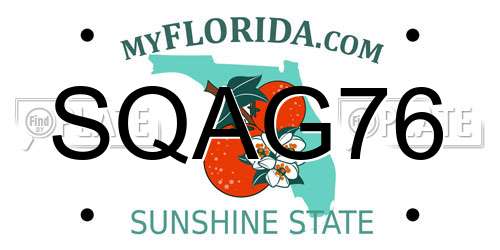 SQAG76 Florida License Plate