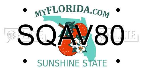SQAV80 Florida License Plate