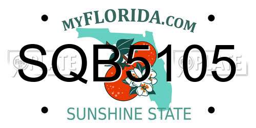 SQB5105 Florida License Plate