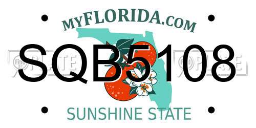 SQB5108 Florida License Plate