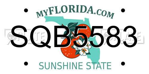 SQB5583 Florida License Plate