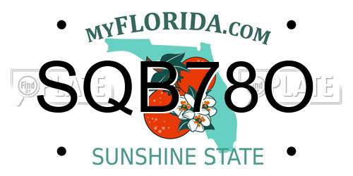 SQB78O Florida License Plate