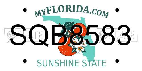 SQB8583 Florida License Plate