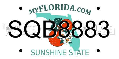 SQB8883 Florida License Plate