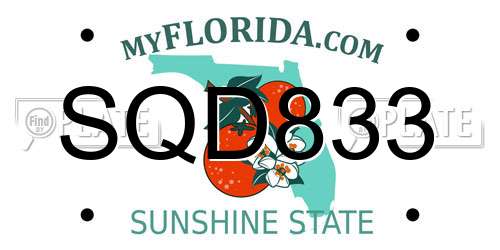 SQD833 Florida License Plate