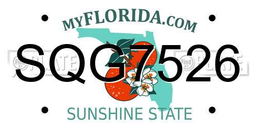 SQG7526 Florida License Plate