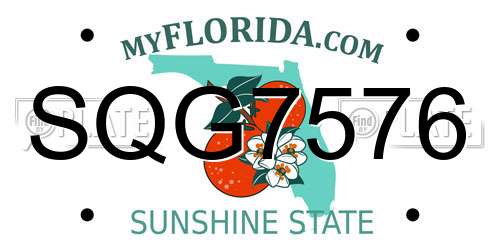 SQG7576 Florida License Plate