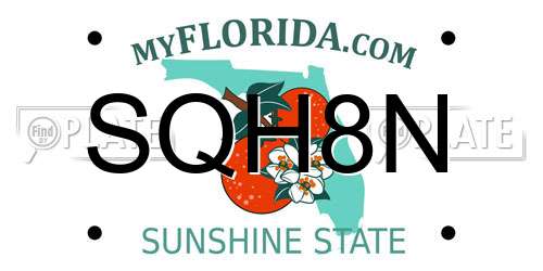 SQH8N Florida License Plate