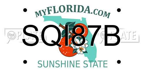 SQI87B Florida License Plate