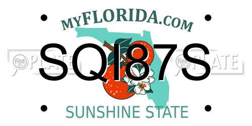 SQI87S Florida License Plate