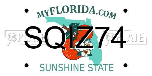 SQIZ74 Florida License Plate