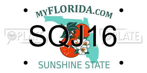 SQJ16 Florida License Plate