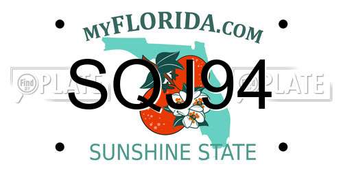 SQJ94 Florida License Plate