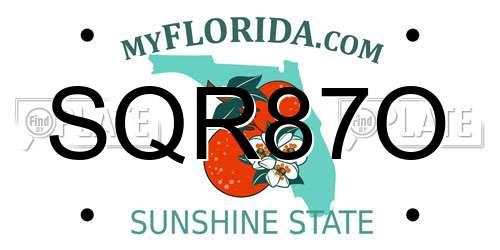 SQR87O Florida License Plate