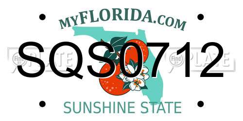 SQS0712 Florida License Plate