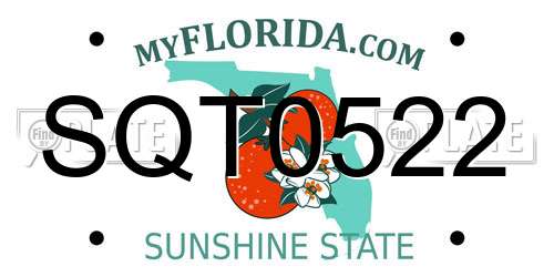 SQT0522 Florida License Plate