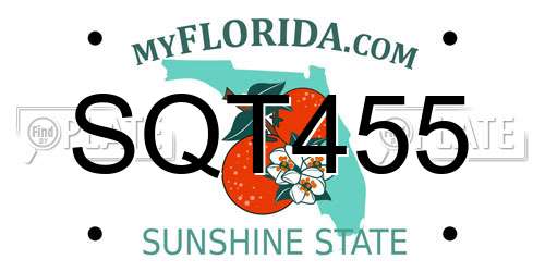 SQT455 Florida License Plate