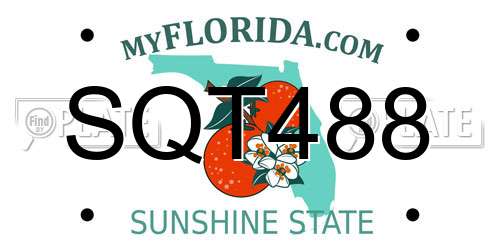 SQT488 Florida License Plate