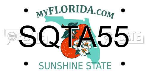 SQTA55 Florida License Plate