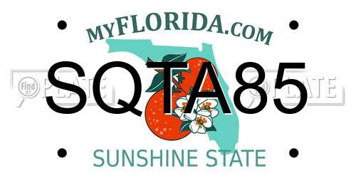 SQTA85 Florida License Plate