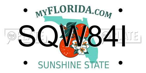 SQW84I Florida License Plate