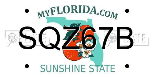 SQZ67B Florida License Plate